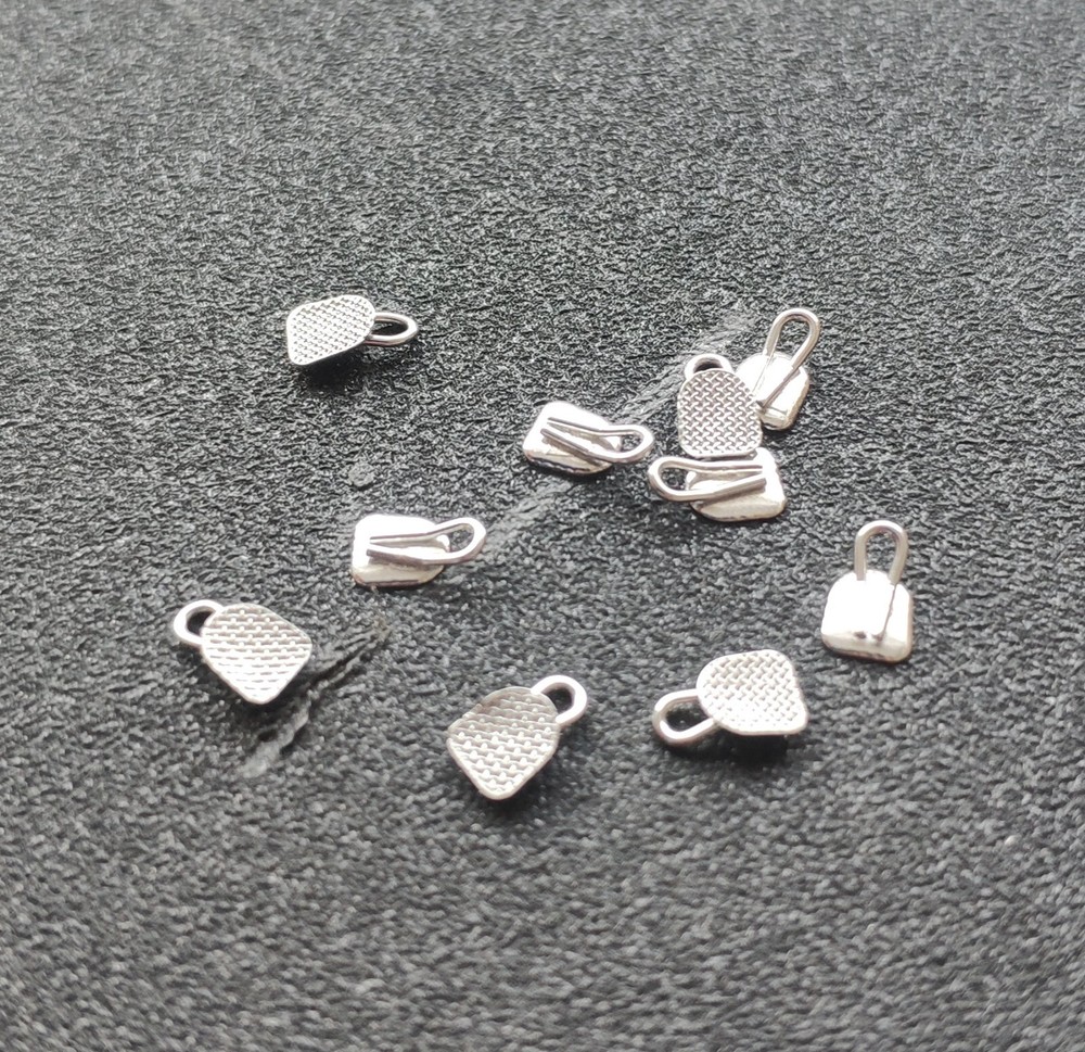 100pc Dental Orthodontic Lingual Button Traction Hook Round/Rectanglar Mesh Base