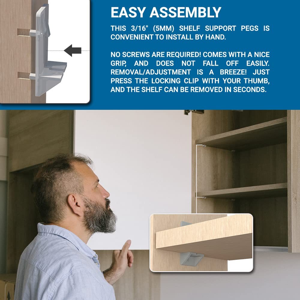 12 Pack Hardware Heavy Duty Polycarbonate Clear Cabinet Locking Shelf Support...