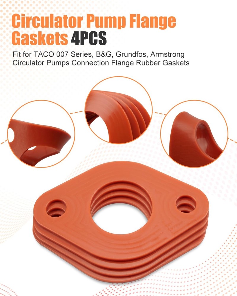 4Pcs Circulator Pump Flange Gaskets Fit for TACO 007 Series