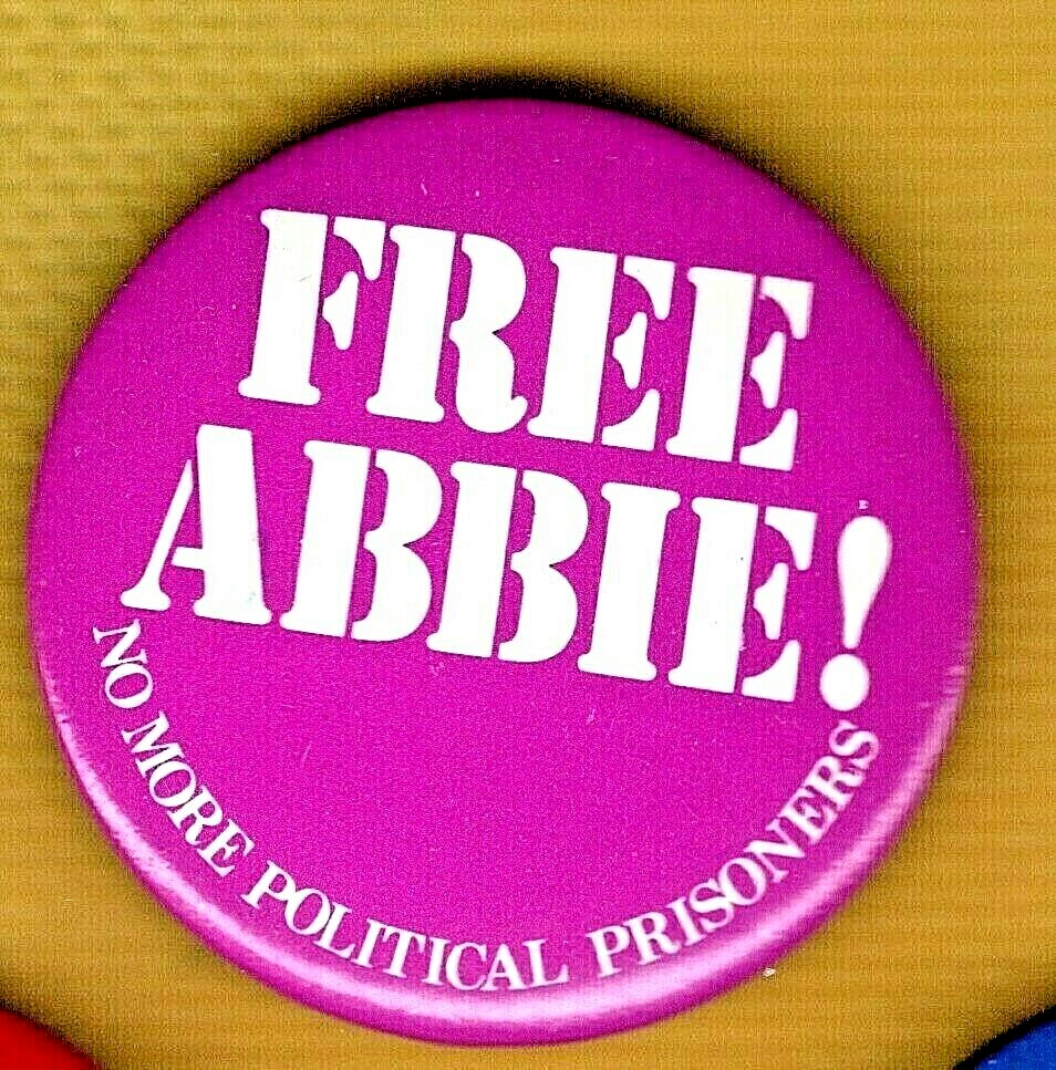 Chicago Seven Button 1980 FREE ABBIE! No More Political Prisoners. Abbie Hoffman