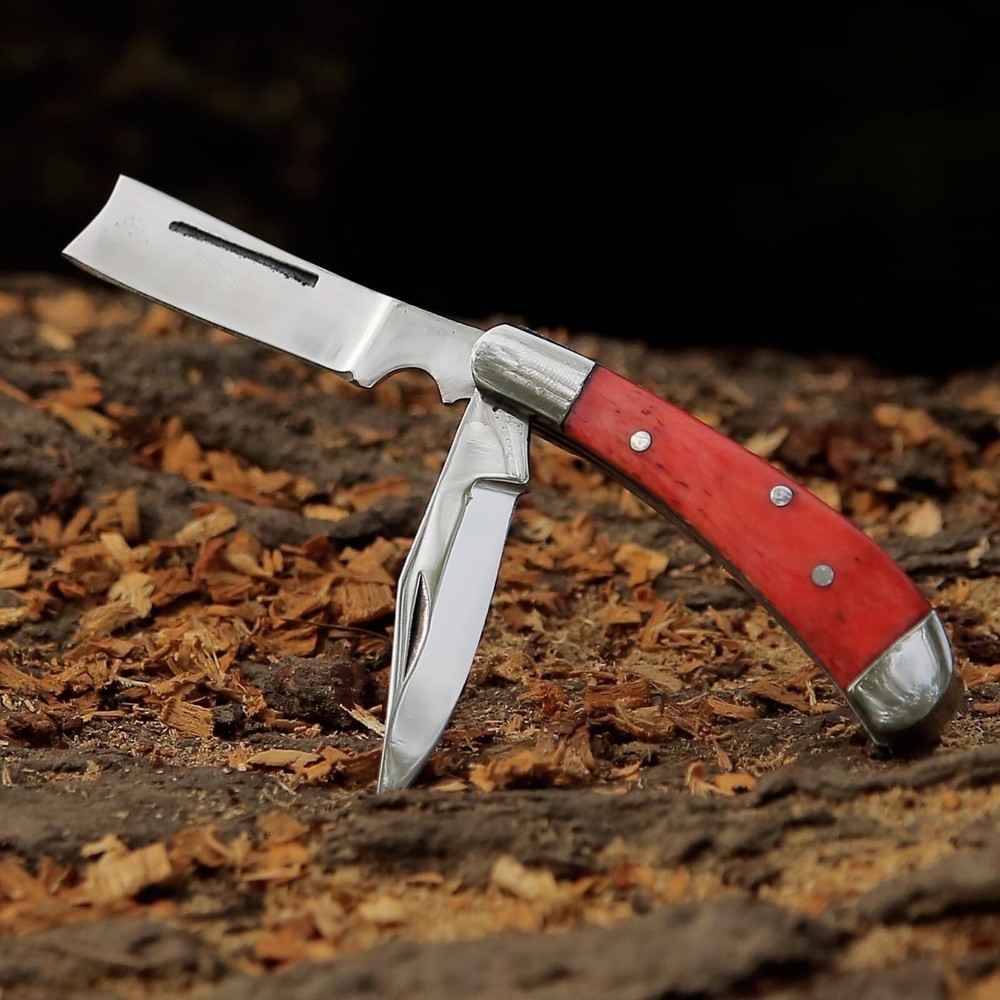 Two Blade Folding / Pocket Knife with ( Camel Bone Handle )