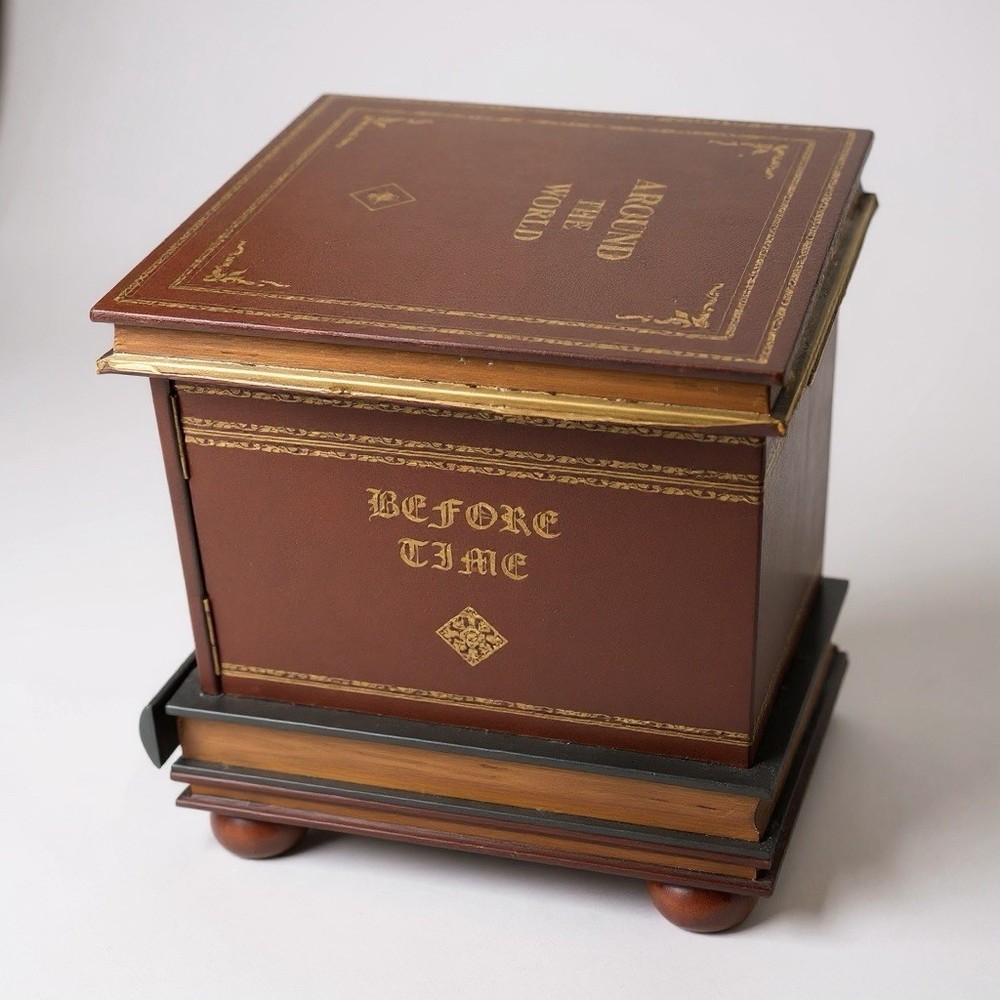 Regency Style Leather Faux Book Stack Side Table