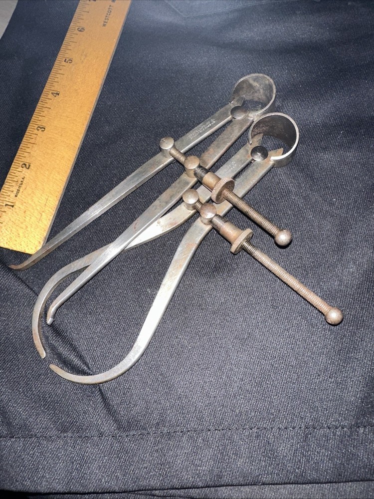 2 Goodell-Pratt INSIDE & OUTSIDE SPRING DIVIDER CALIPERS. Used Machinest Tools