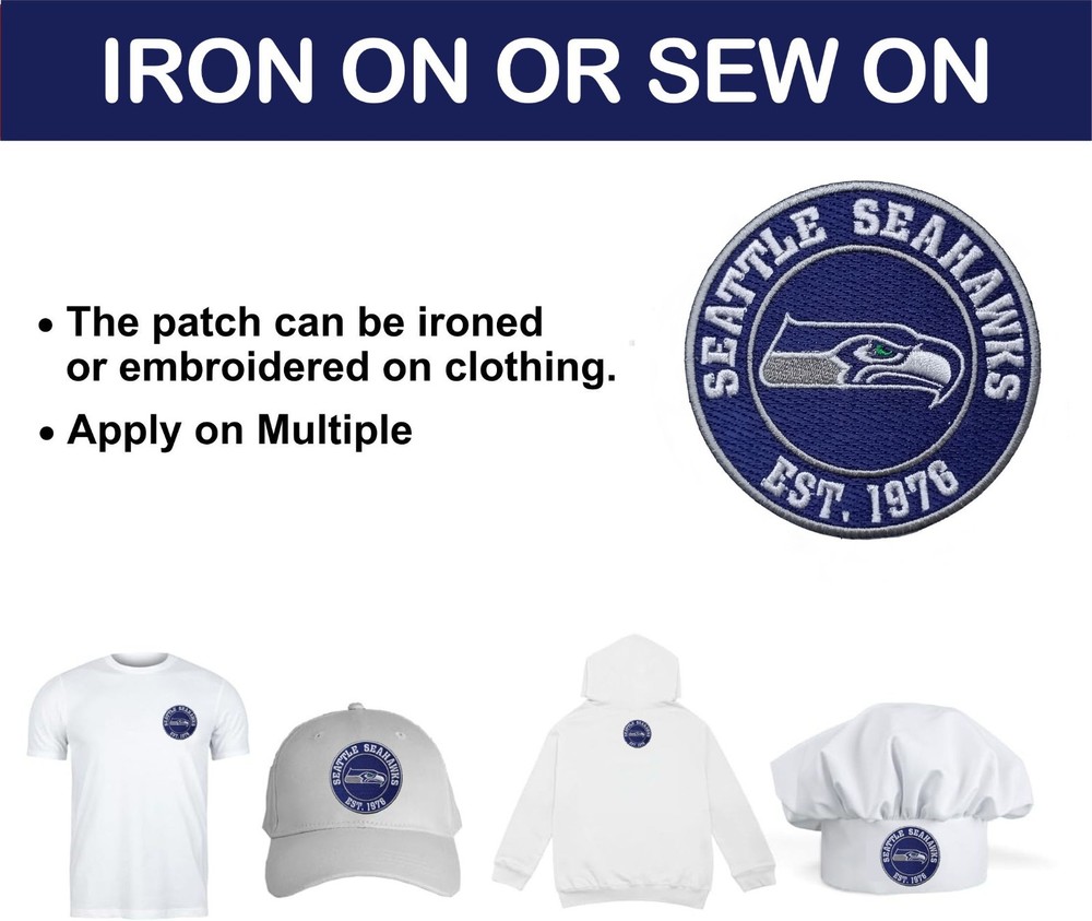 Seattle Seahawks NFL Team Logo Iron On Patch - Sew Patch - Embroidered Patch
