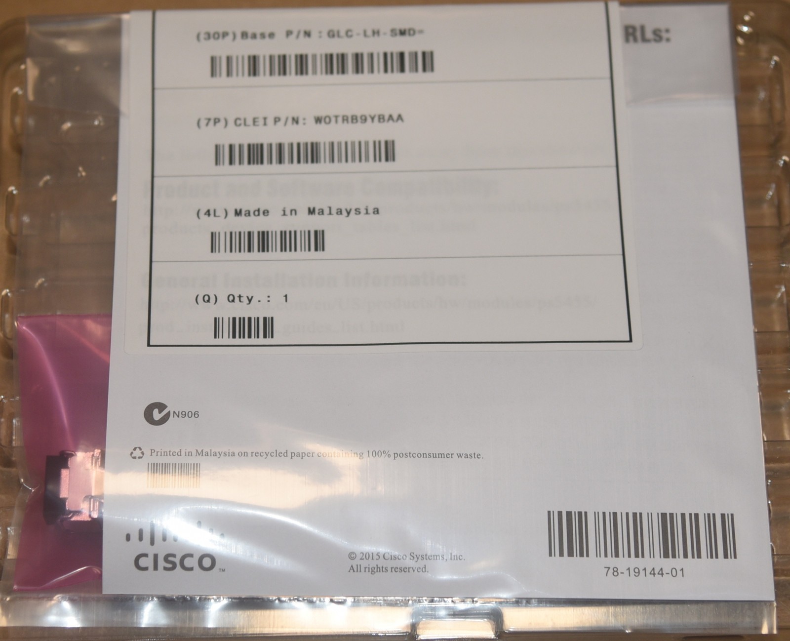 NEW Sealed Cisco GLC-LH-SMD 1000BASE-LH SFP 1310nm 10Km LC SM Transceiver Module
