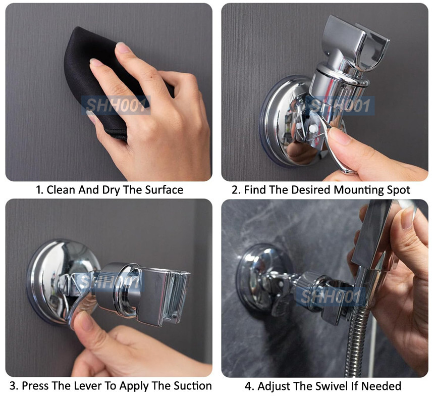 Suction Cup Shower Head Holder with Adjustable Grip
