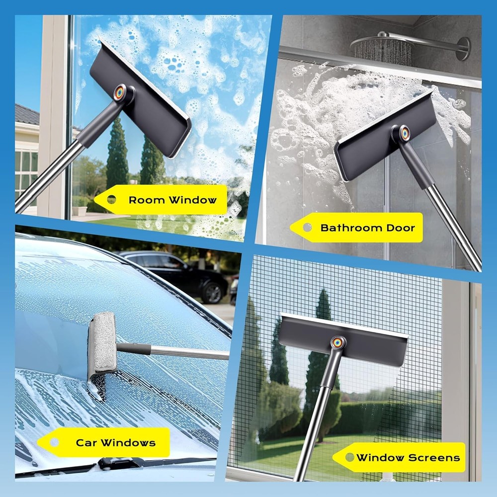 Window Squeegee for Home, Window Cleaner Tool with Extension Pole, Squeegee for