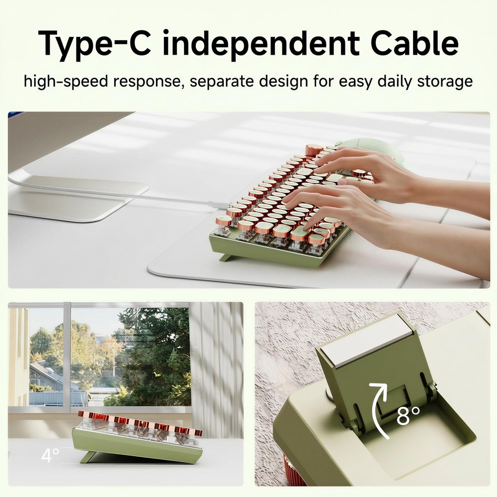 SEUNKWANG EWEADN Typewriter Style Mechanical Keyboard, Wired Typewriter Keybo...