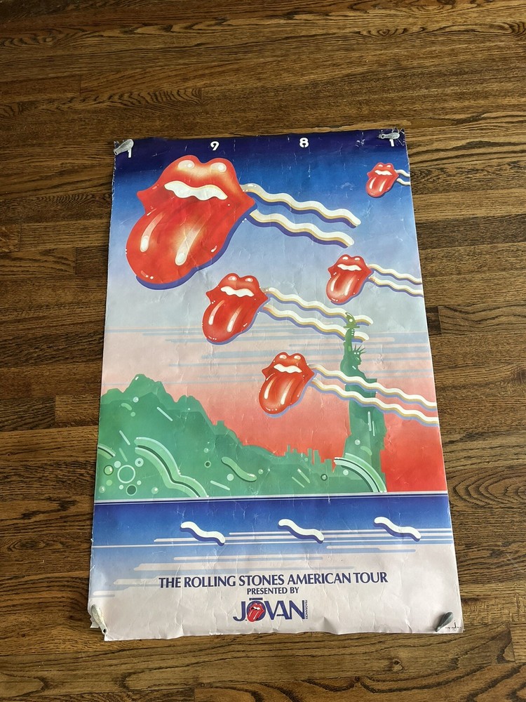 Rolling Stones 1981 Jovan American Tour Poster Vtg Wall Hanger Band Memorabilia