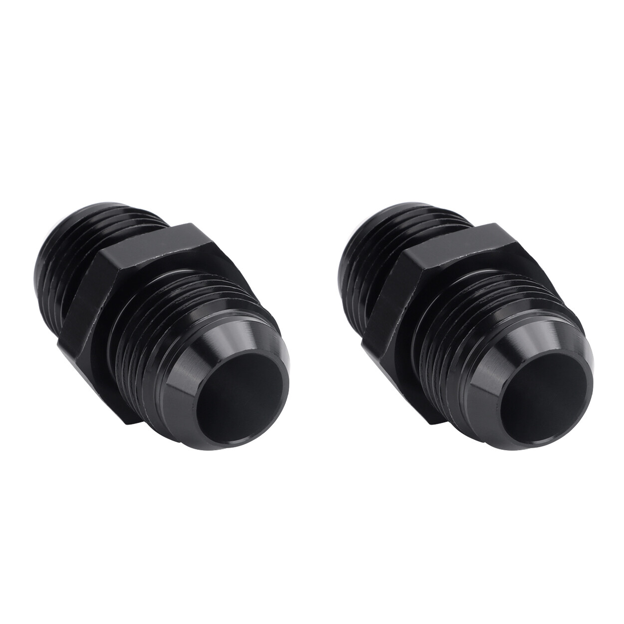 Male to Male Flare Union Coupler Fitting Coupling Aluminum Straight Black 2PCS
