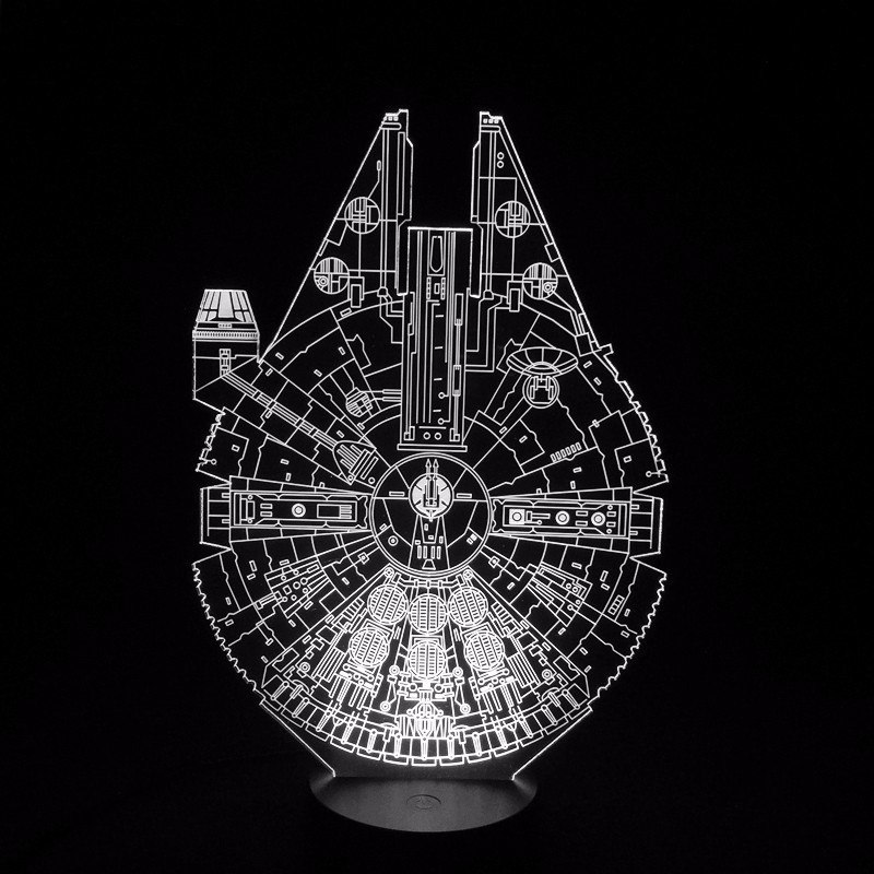 Millenium Falcon 3D Illusion Lamp, 7 Colors Changing, USB Powered
