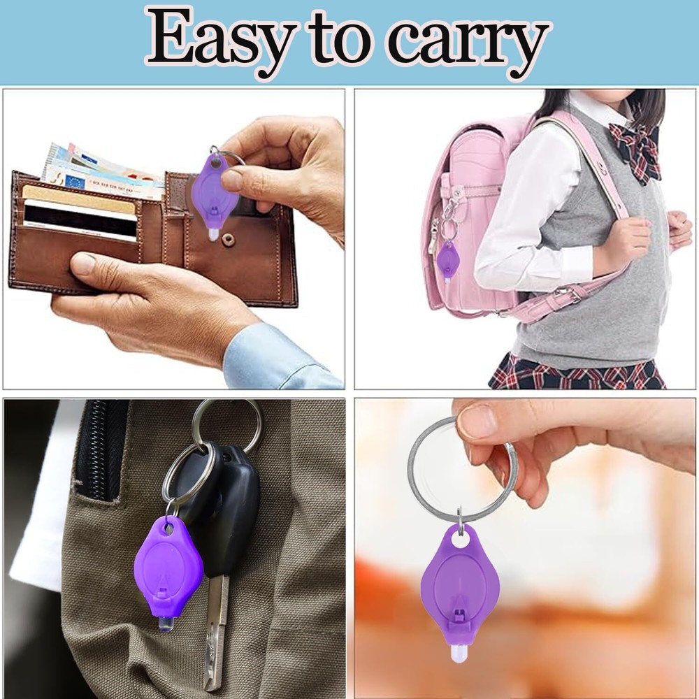 20/100PCS UV Mini Keychain LED Flashlight Key Ring Light Torch Black Light US