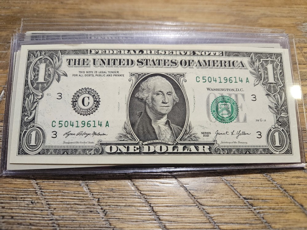 Series 2021 $1 Error Notes Offset Printing/ Transfer Error 7 Notes Uncirculated