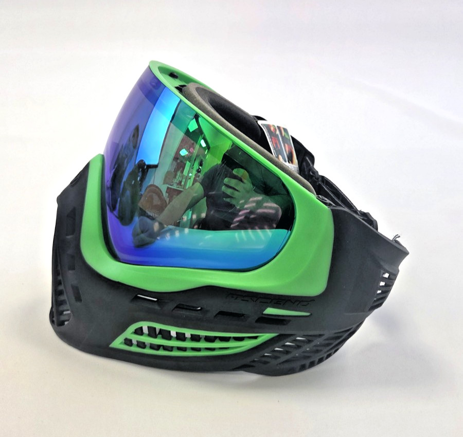 VIRTUE Vio Ascend Paintball Thermal Goggles Mask - Black/Lime W/ Emerald Lens