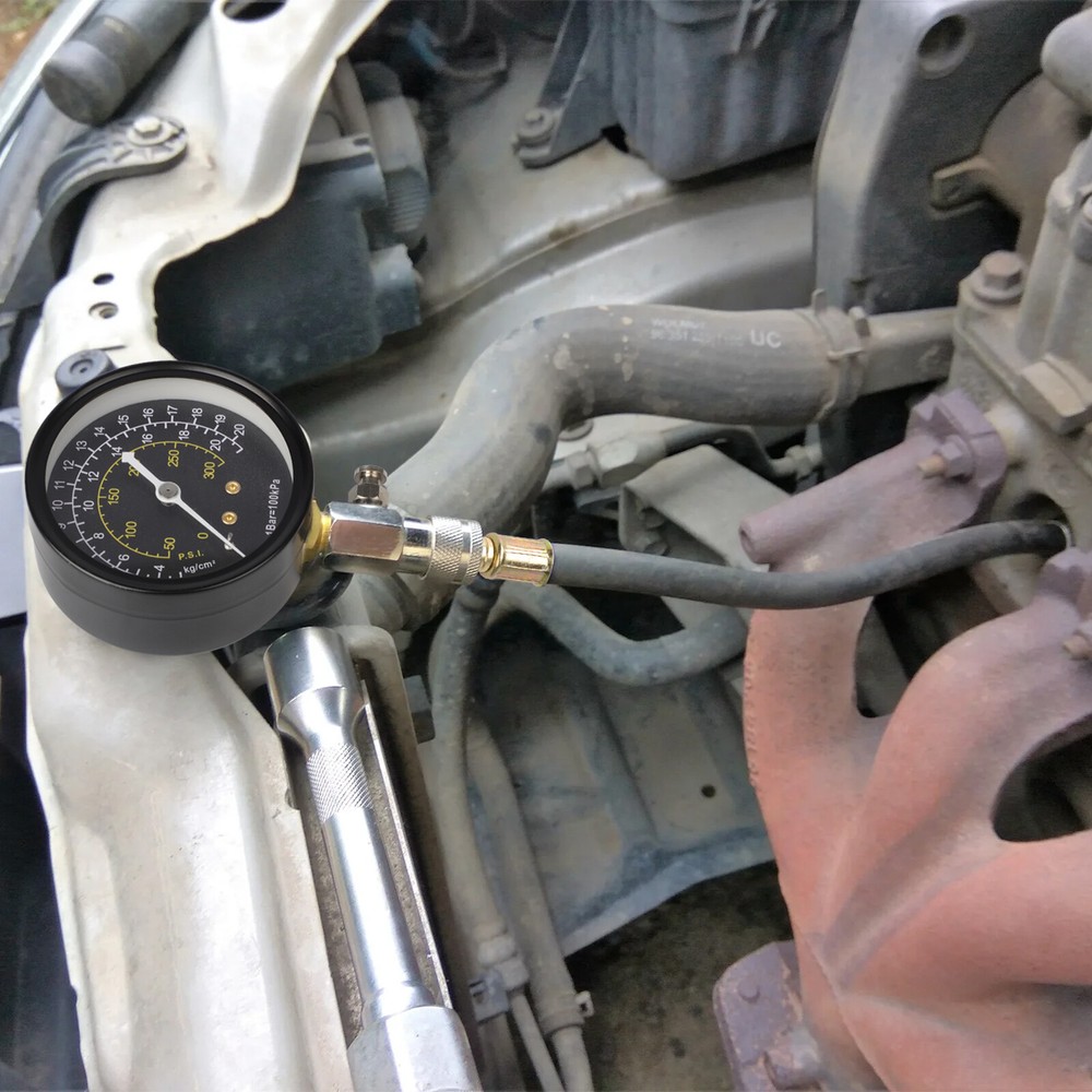 Engine Compression Tester Testing Gauge Gage Check Test Tool Kit with Hose 20bar