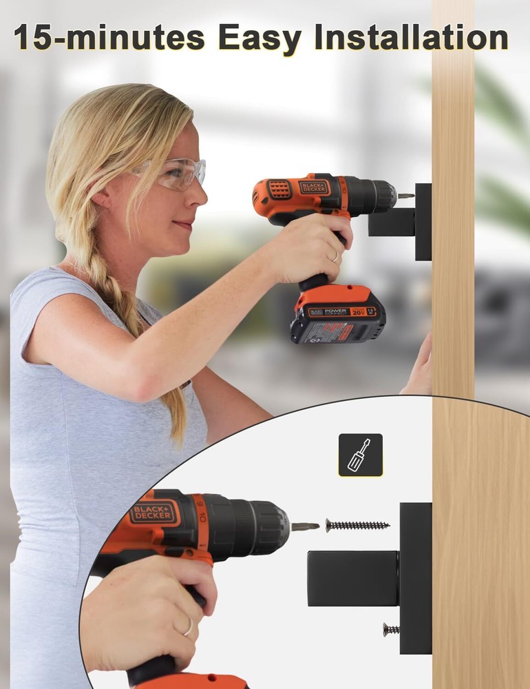 Dummy Door Handle Square Black Knob Left Right Non-Turning Pull 1PCS