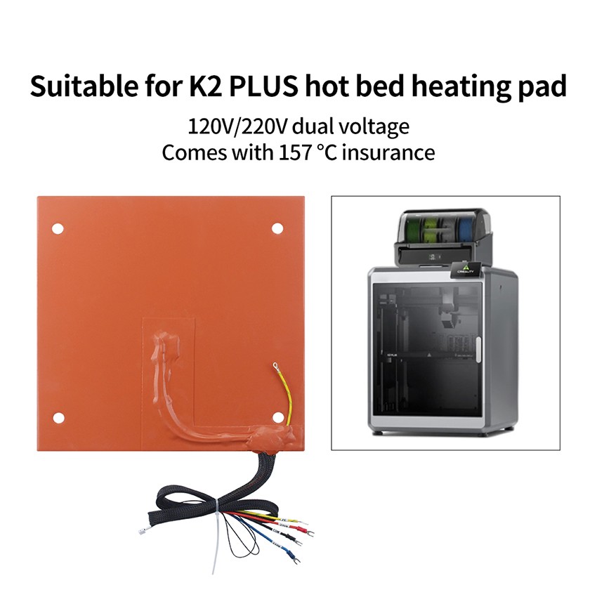 Silicone Heating Pad High Temperature Resistance DualVolt for K2 PLUS 3D Printer