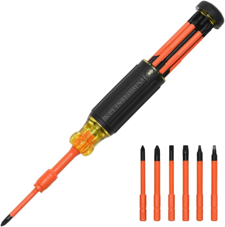Klein Tools 32306INS 6-in-1 Insulated Multi-Bit Screwdriver Multi-Bit Driver W/