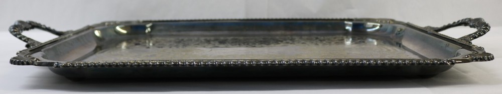 Vintage England 7762 Silver Plated Rectangular Serving Tray with Handles 20"x15"