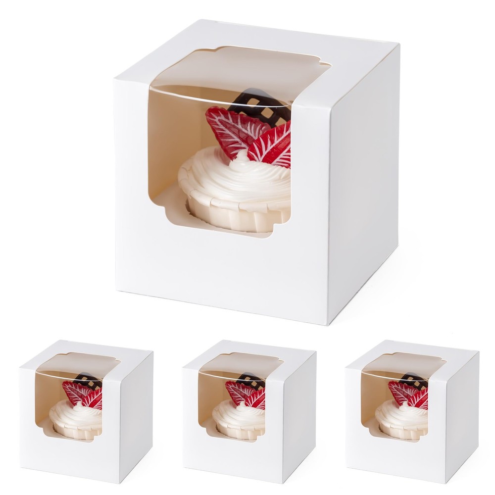 25 Pack Individual Cupcake Containers, Cupcake Boxes with Window