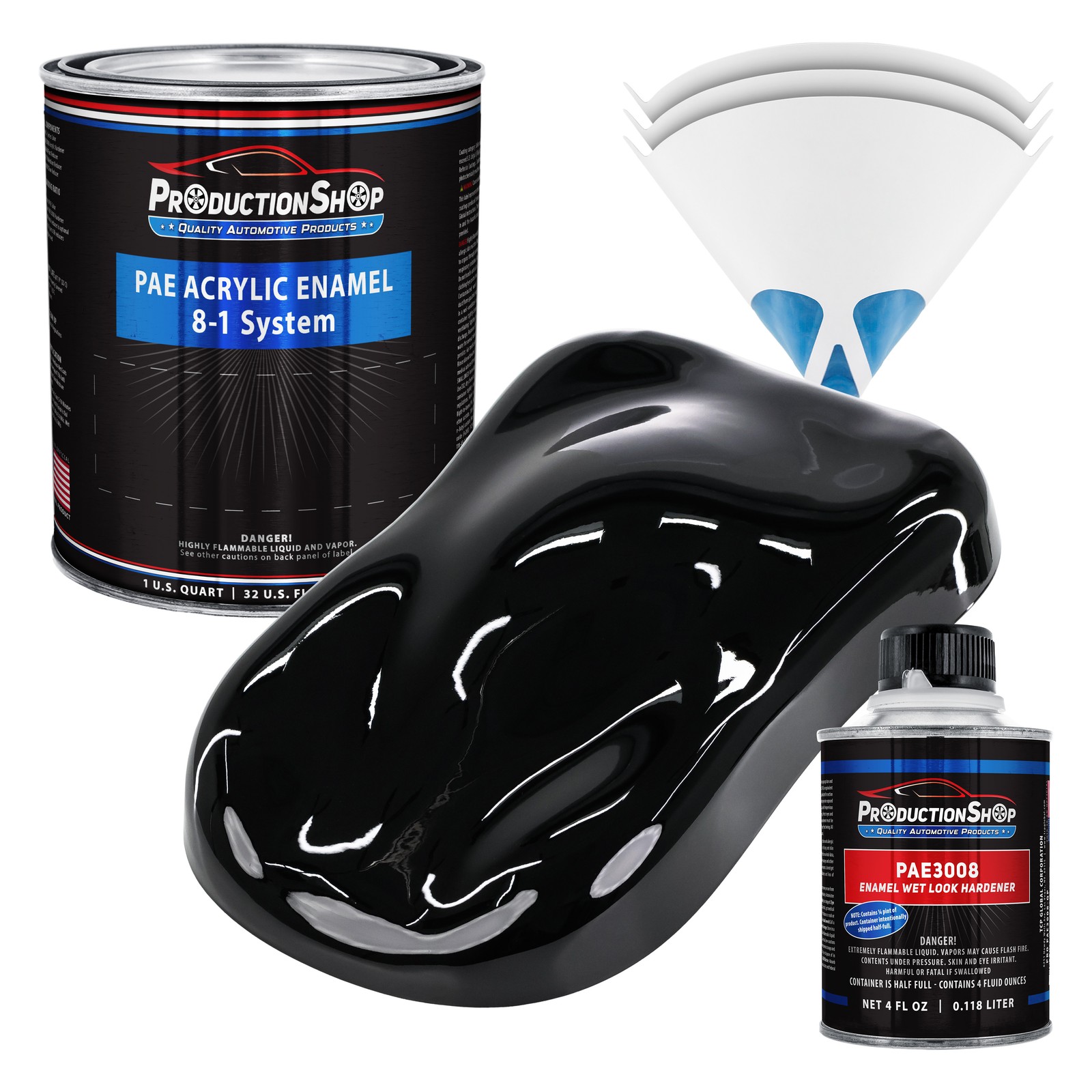 ProductionShop High Gloss Super Jet Black Acrylic Enamel Quart Kit, Auto Paint