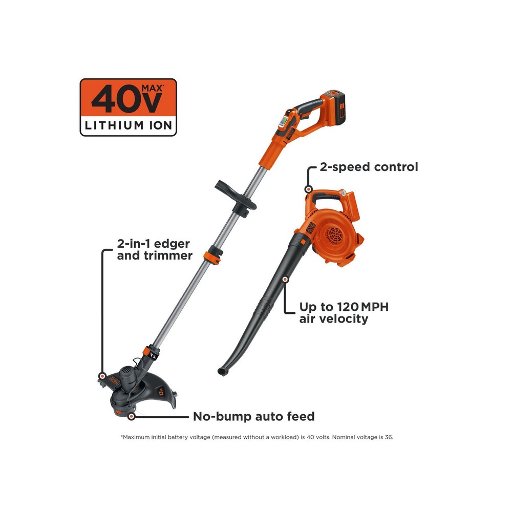 BLACK+DECKER 40V MAX* String Trimmer / Edger and Sweeper Combo - LCC140