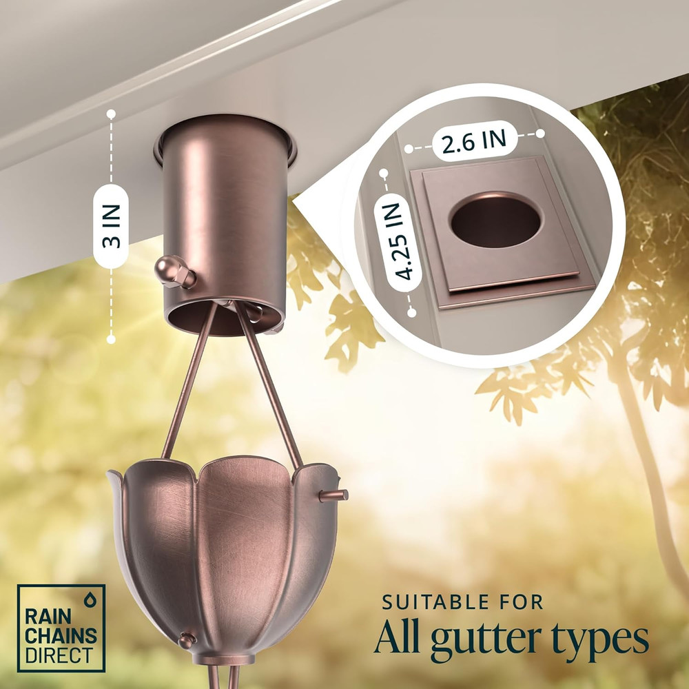 - Rain Chain Gutter Adapter/Installer in Pure Copper