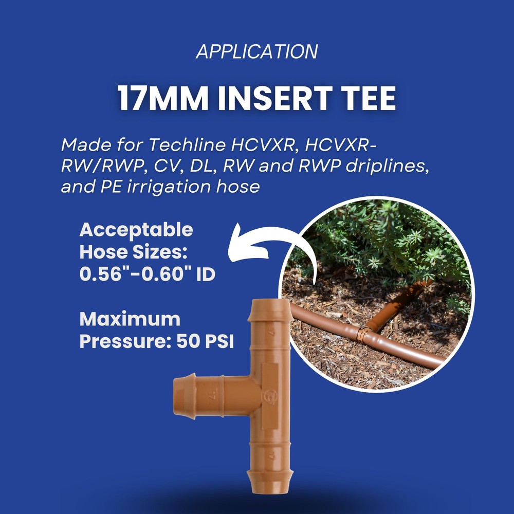 Netafim Techline 17mm Insert Tee – Durable 3-Way Fitting for Drip Irrigation