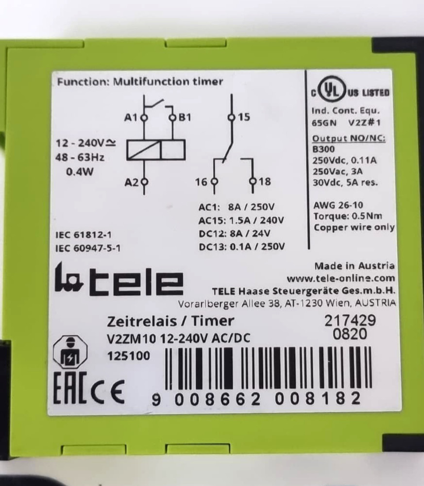 TELE V2ZM10 Multifunction Time Relay