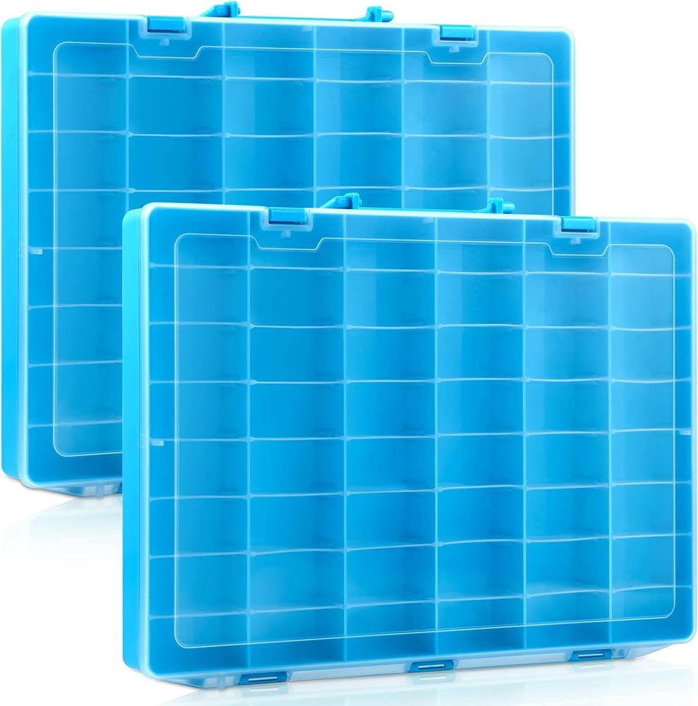 2 Pcs Large 48 Grids Plastic Storage Bead Organizer Box Tackle Box Compartment