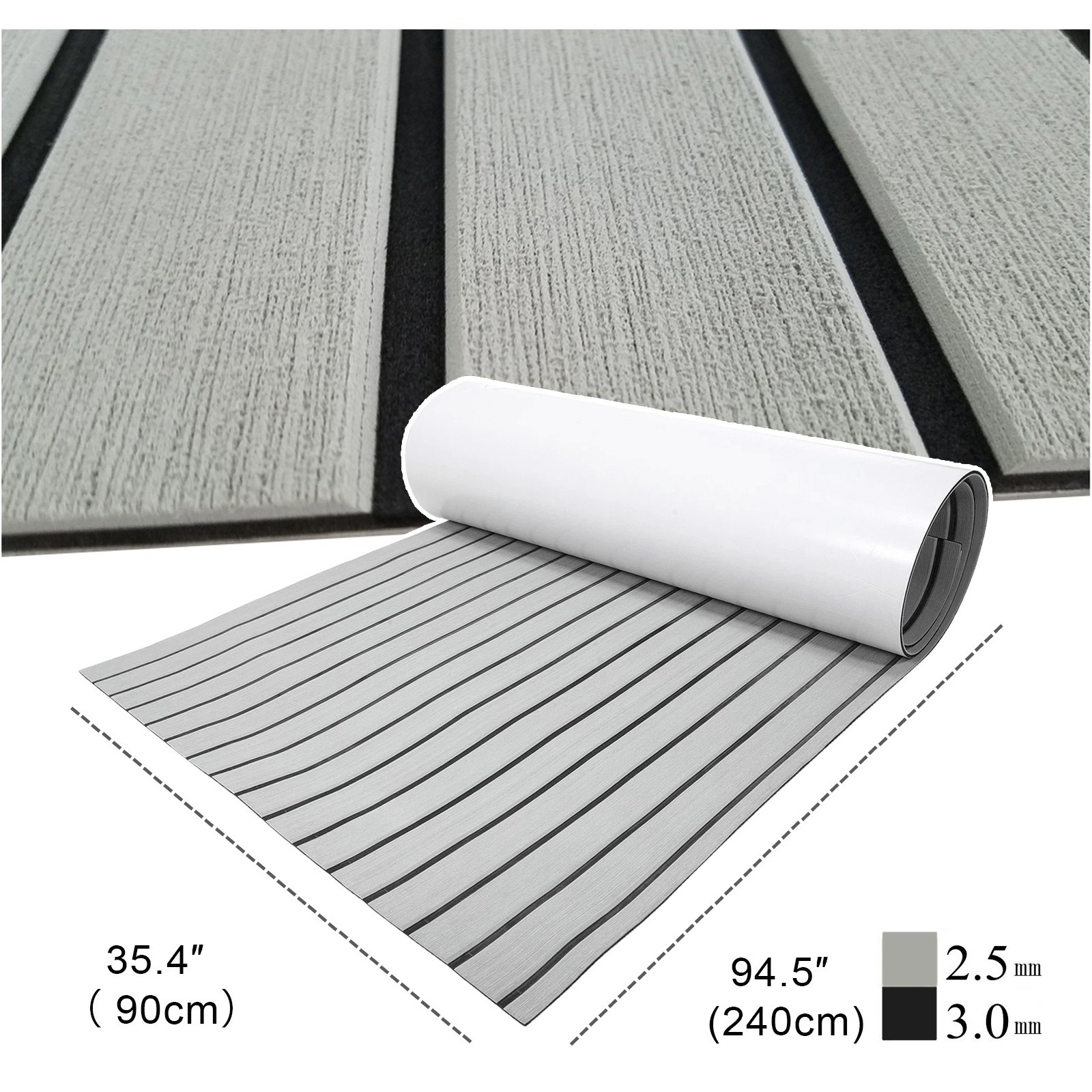 Self-adhesive Boat Flooring EVA Foam Teak Decking for Yacht Pontoon Boat | Gray