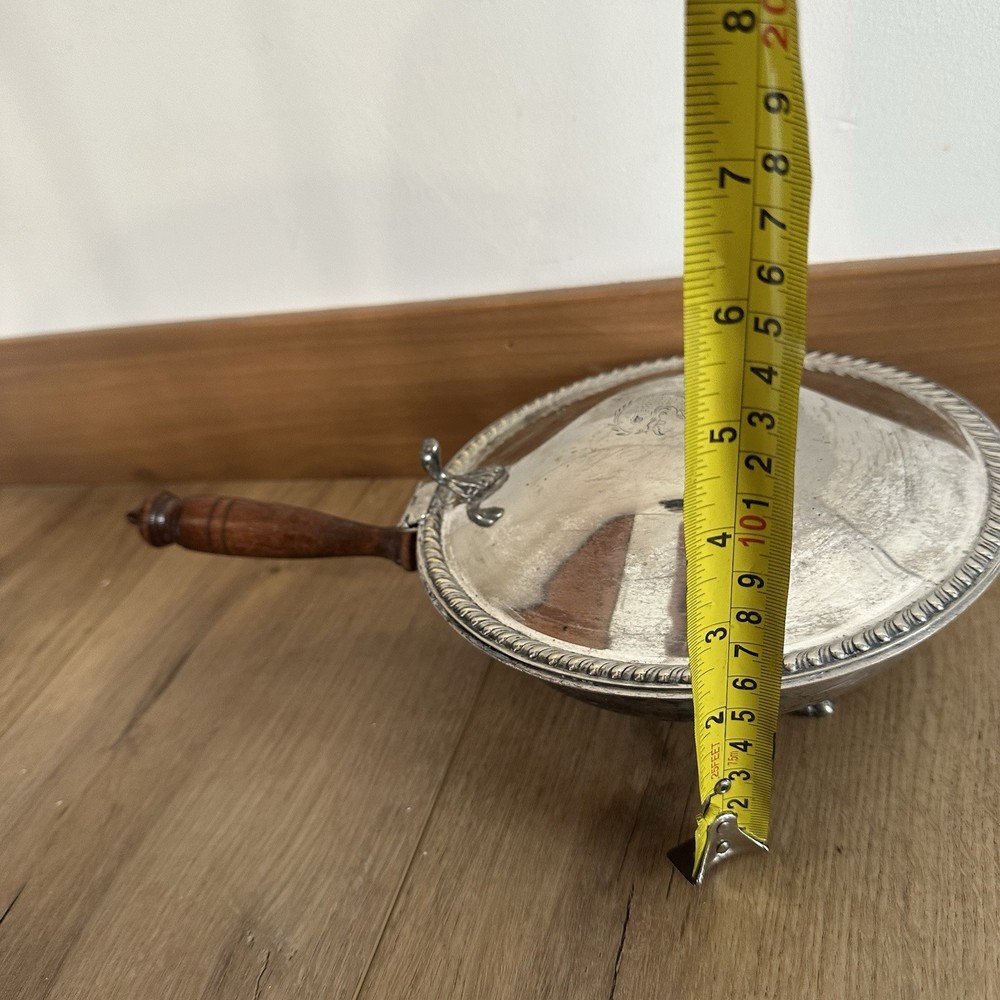 Vtg EPC Silver Metal Silent Butler/Crumb Catcher W/Wood Handle #3810