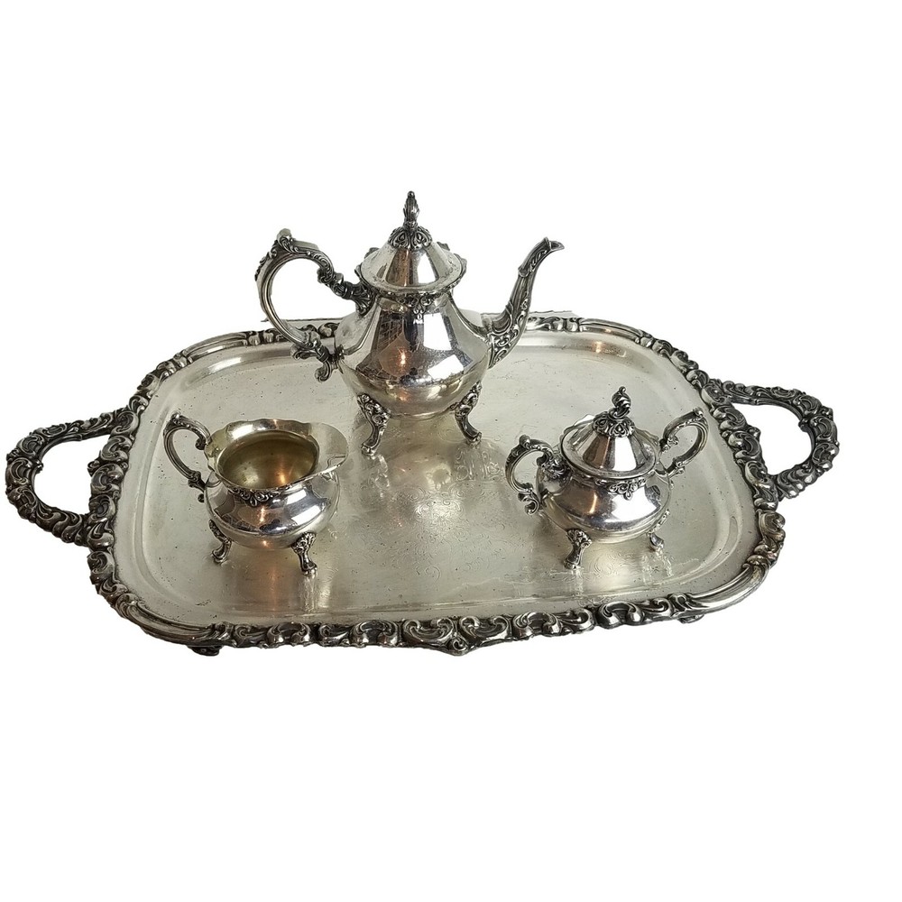 Vintage Oneida Venetian Scroll Holloware Silver Plate 4 piece Tea Set