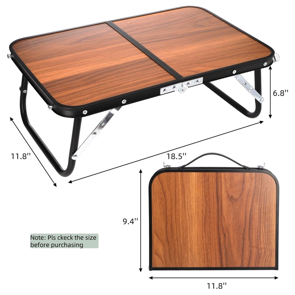Nagpew Folding Camping Table, Mini Portable Beach Table with Mini, Brown