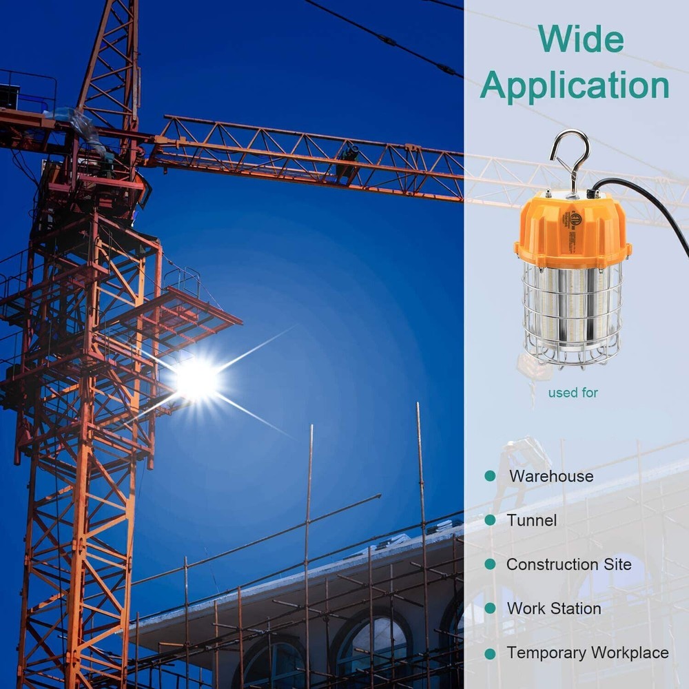 100W LED Temporary Work Light Project Construction  Job Site Lights Plug-n-Play