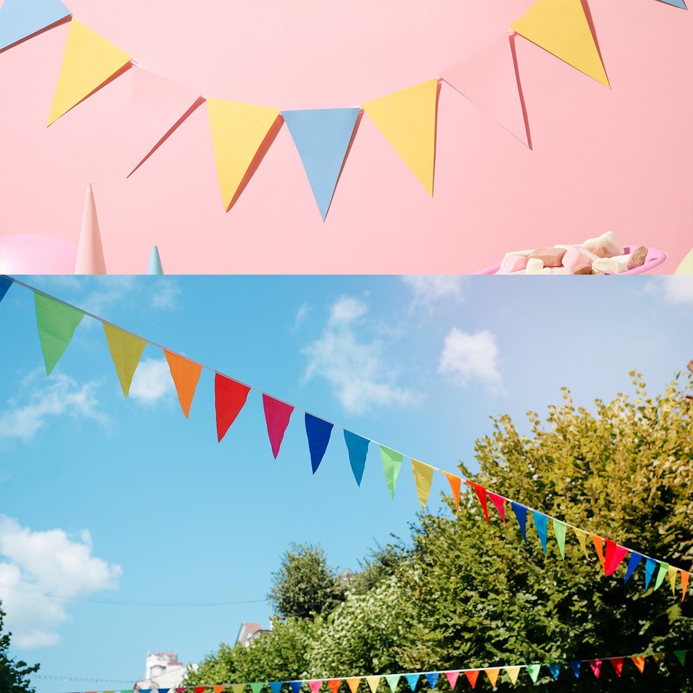 98ft 45pcs Caution Pennant Banner Flags Perimeter Marking Flag, Yellow Red