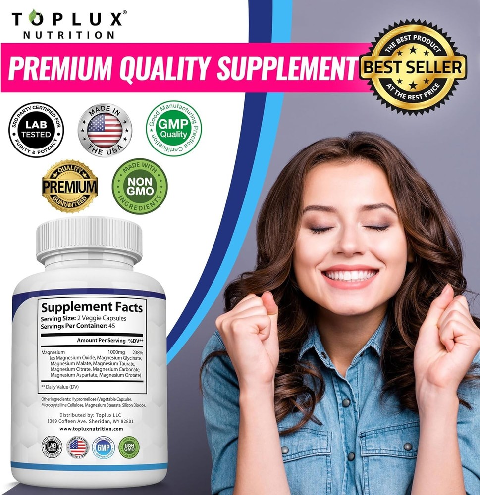 Complex Supplement 8 Elemental 1000mg-Magnesium Glycinate, Citrate, Malate