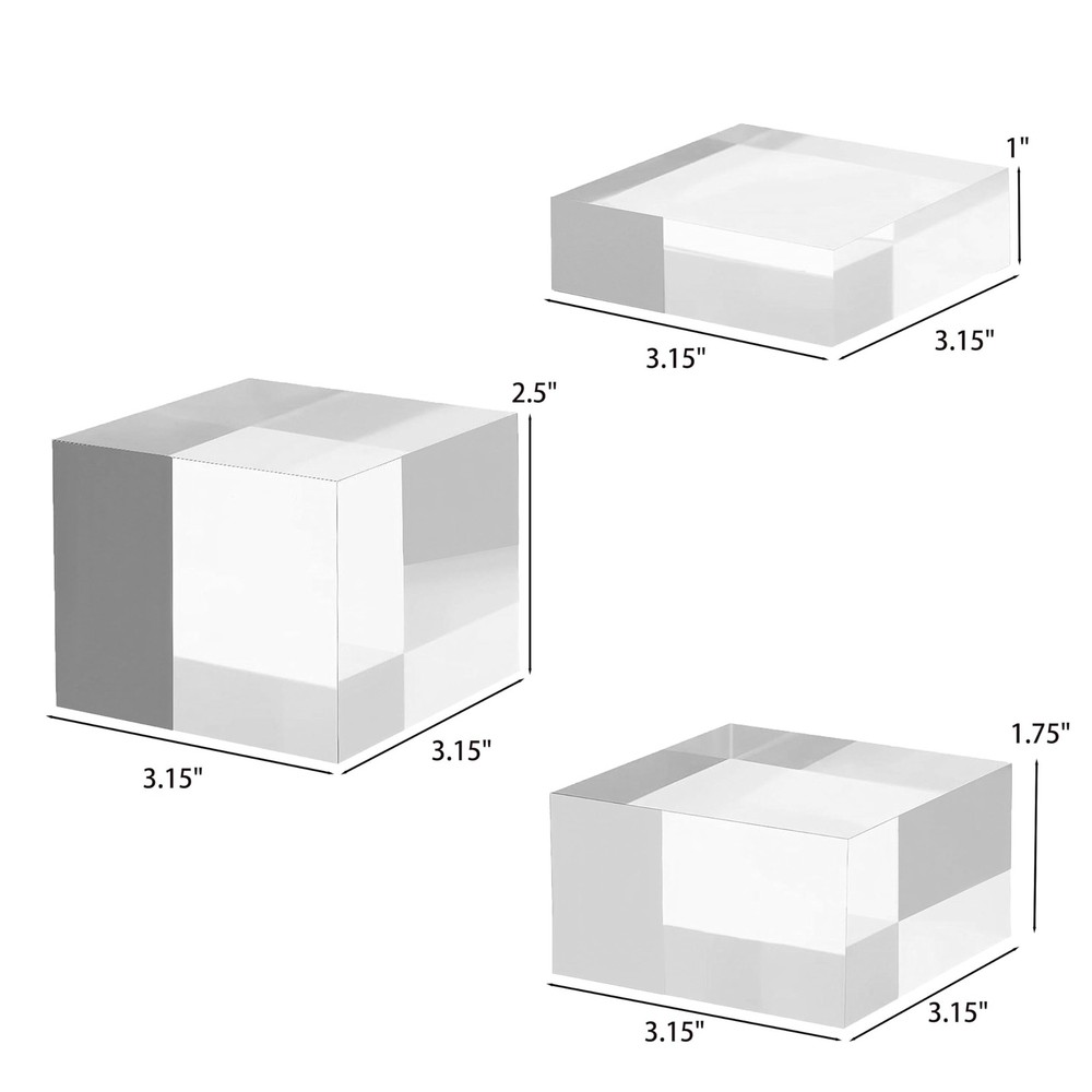 Acrylic Display Stands, 3 Graduated Sizes Acrylic Block Riser for Displaying ...