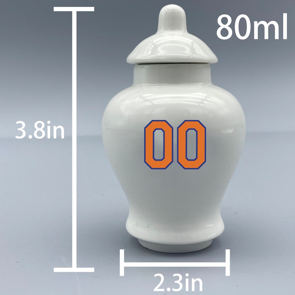 Ceramic Baseball Urn – New York Mets Theme, Custom Text & Number
