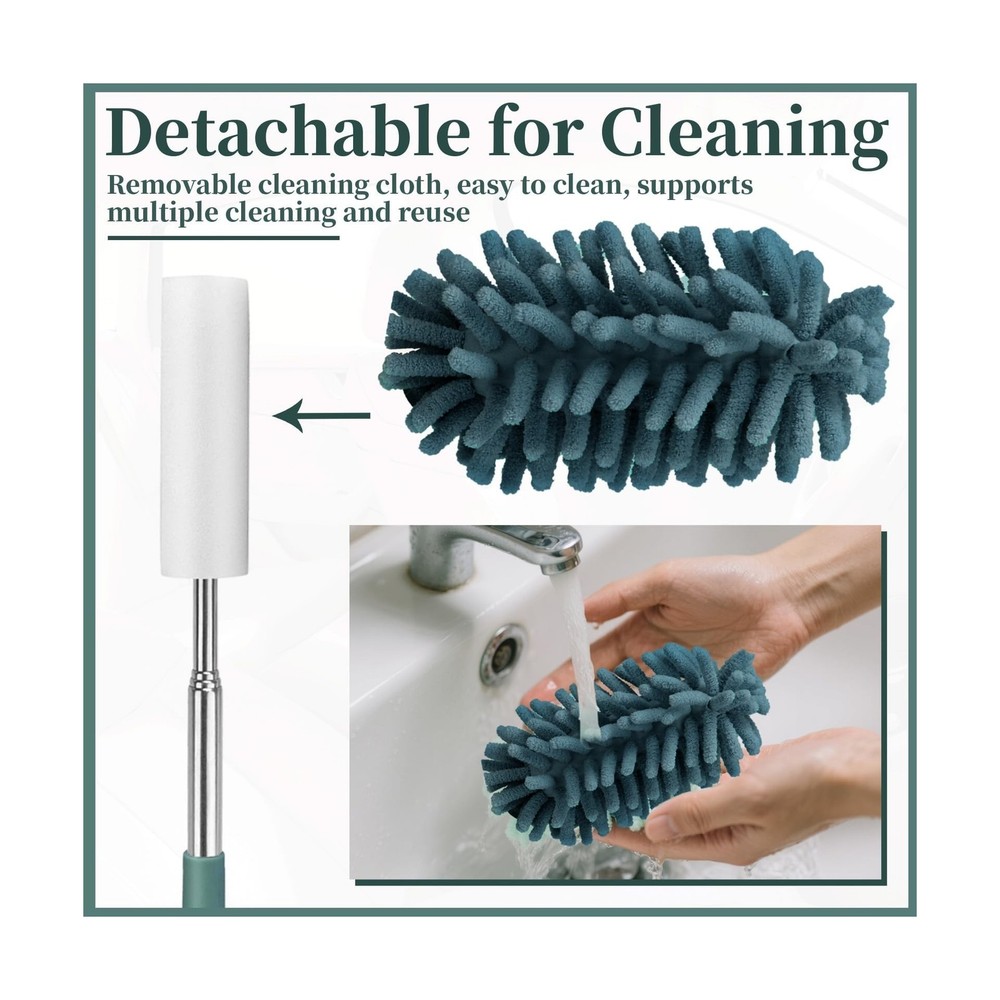 2 PCS Car Interior Duster with Extension Pole, Microfiber Car Dusters with Be...
