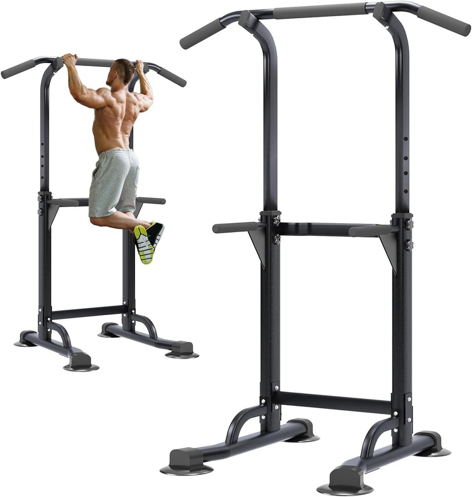 Adjustable Bench Power Tower Dip Station Pull up Bar Strength Training Workout