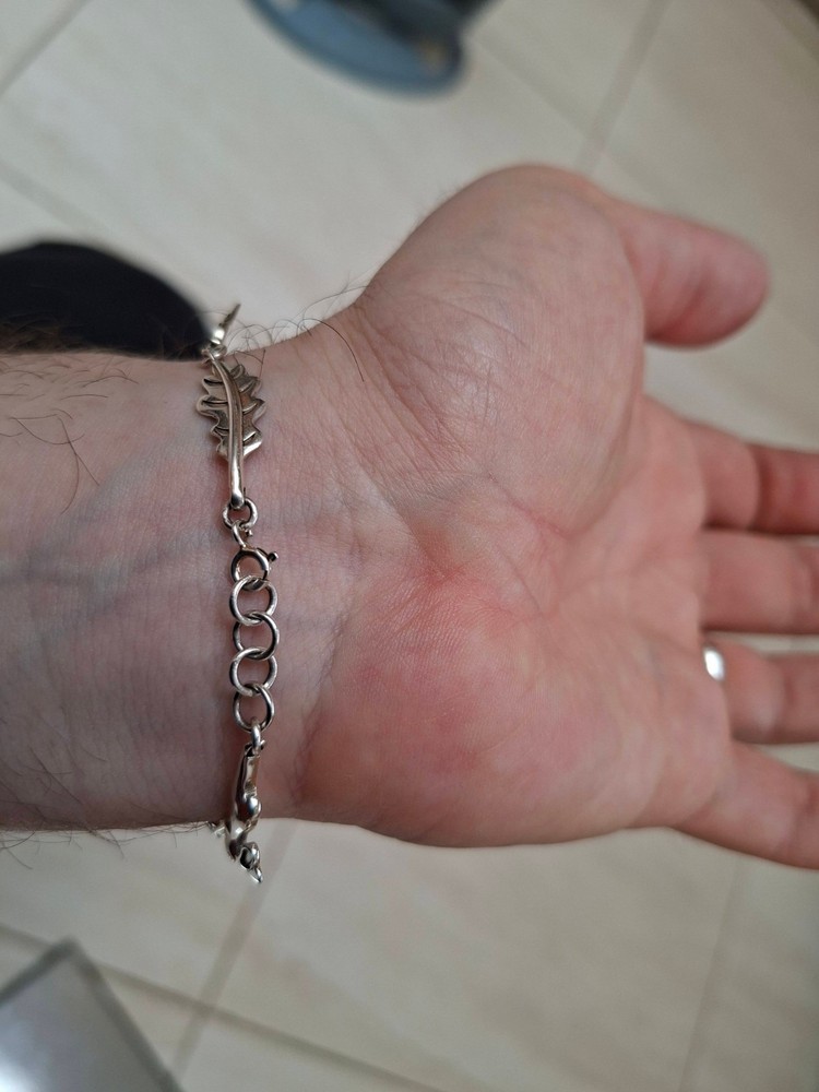 Sterling Silver Hare and Oak Leaf Bracelet