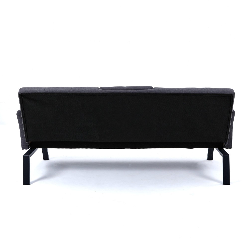 70-inch Multi-functional Cotton and Linen Sofa Bed, Foldable Side Storage