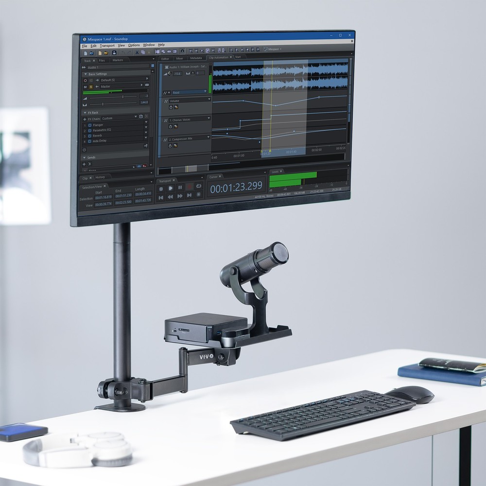 VIVO Pole Mount Shelf with Articulating Arm