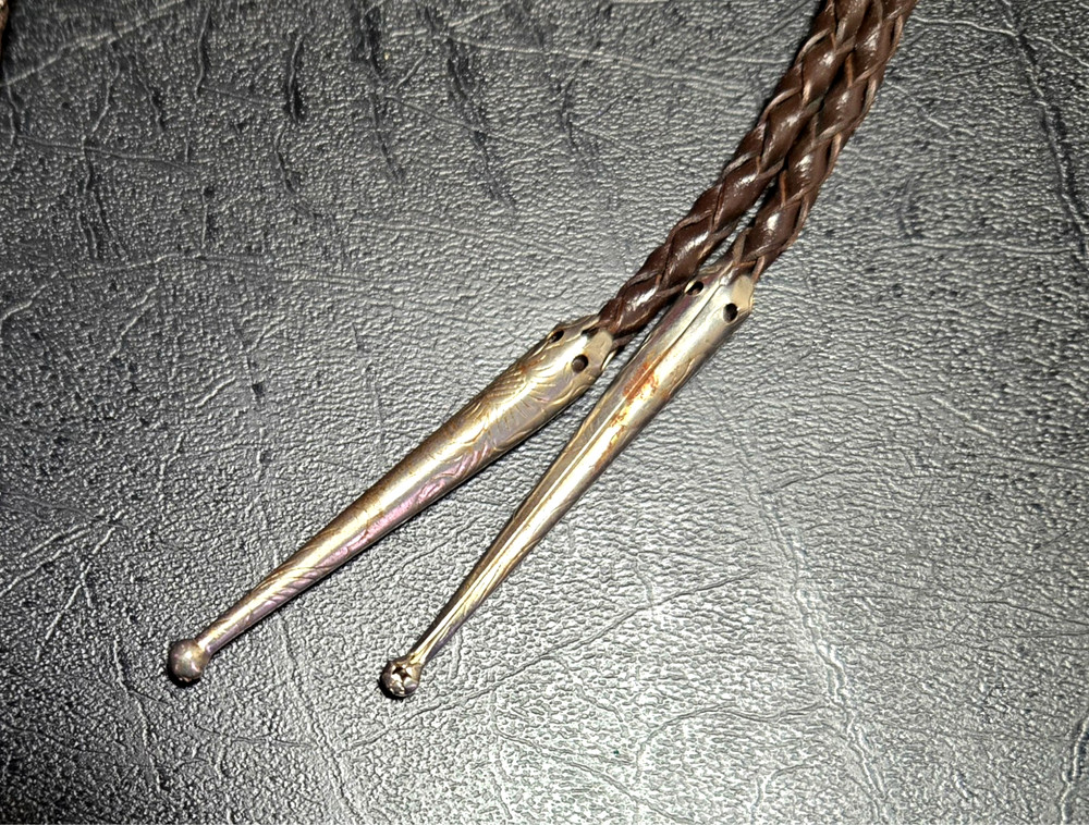Bolo Tie/ Dave Perham Braided Leather Eagle Bolo Tie