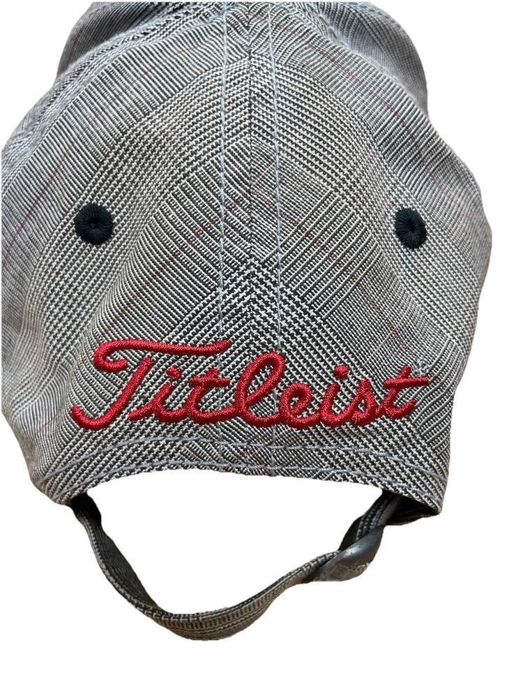 Titleist Golf Hat Adjustable Plaid Gray Black Red Script Cap Pre-Owned