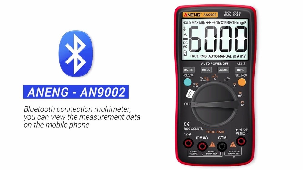 Bluetooth Multimeter 6000 Counts TRMS Auto-ranging AC DC Voltage Tester with Bat