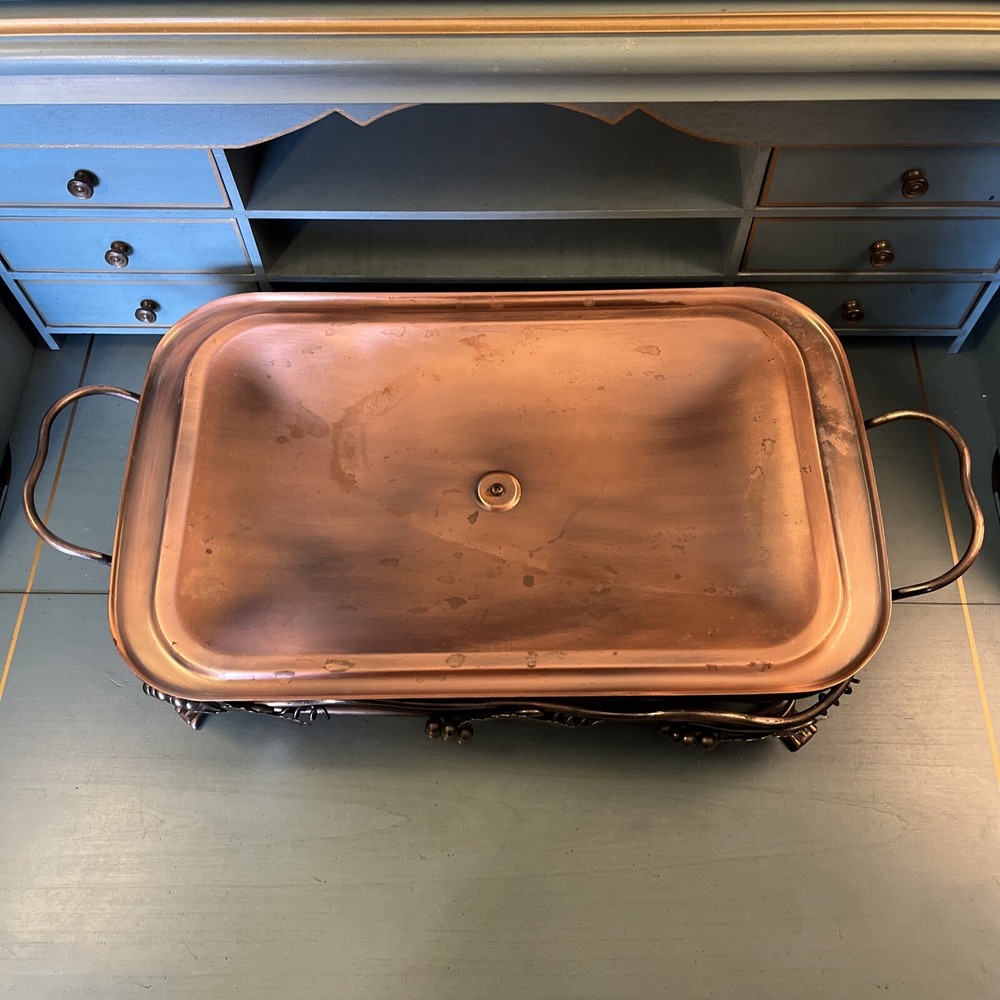 MARINEX Brazil, Glass & Copper Rectangular Buffet, Casserole Dish Serving Tray
