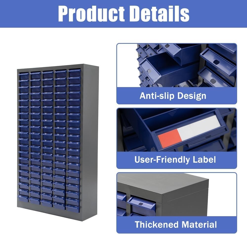100 Drawers Bolt & Nut Storage Cabinet, Hardware Tool Organization Shelves