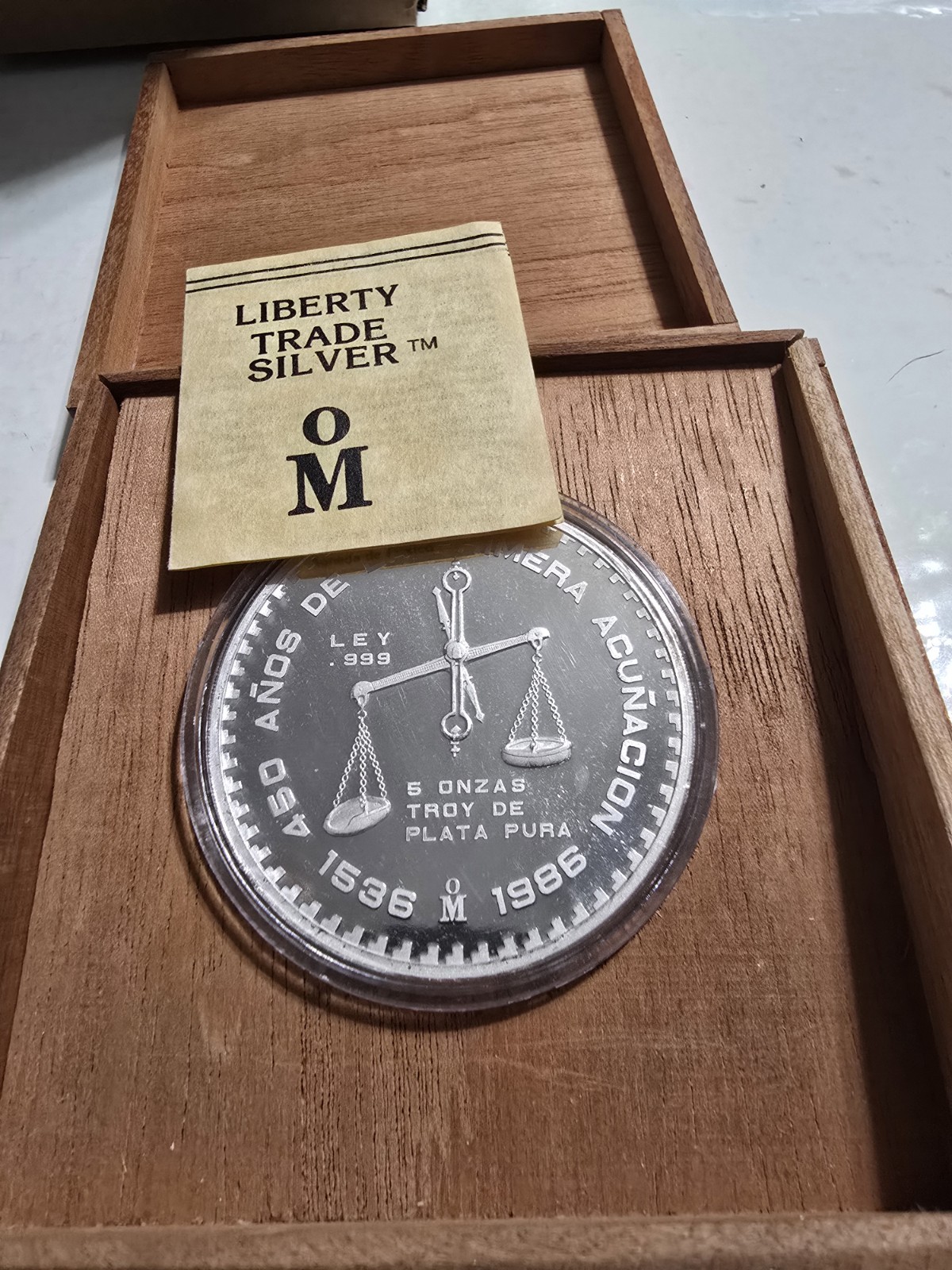 1986 Casa De Moneda De México 450th Anniversary Box And Coa! 10k Mintage 5 Oz Ag